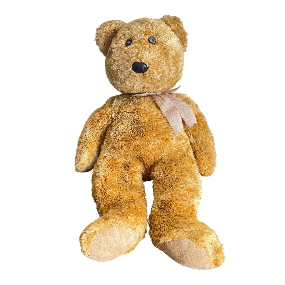 Ty Beanie Buddies Fuzz the Bear 2001 Golden Brown Plush Stuffed Animal 14 inch